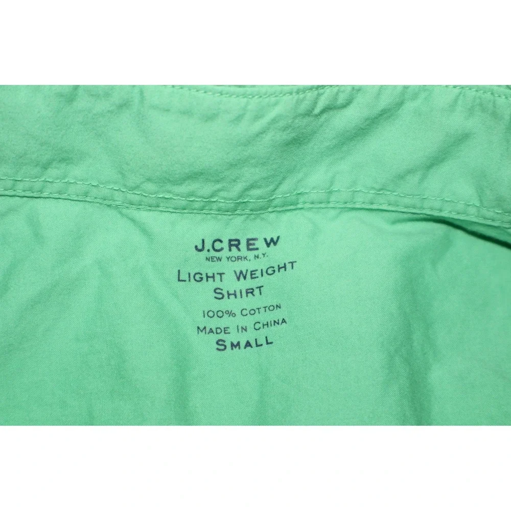 J.Crew Button Down Shirt Mens Small Green Long Sleeve Light Weight Cotton Pocket